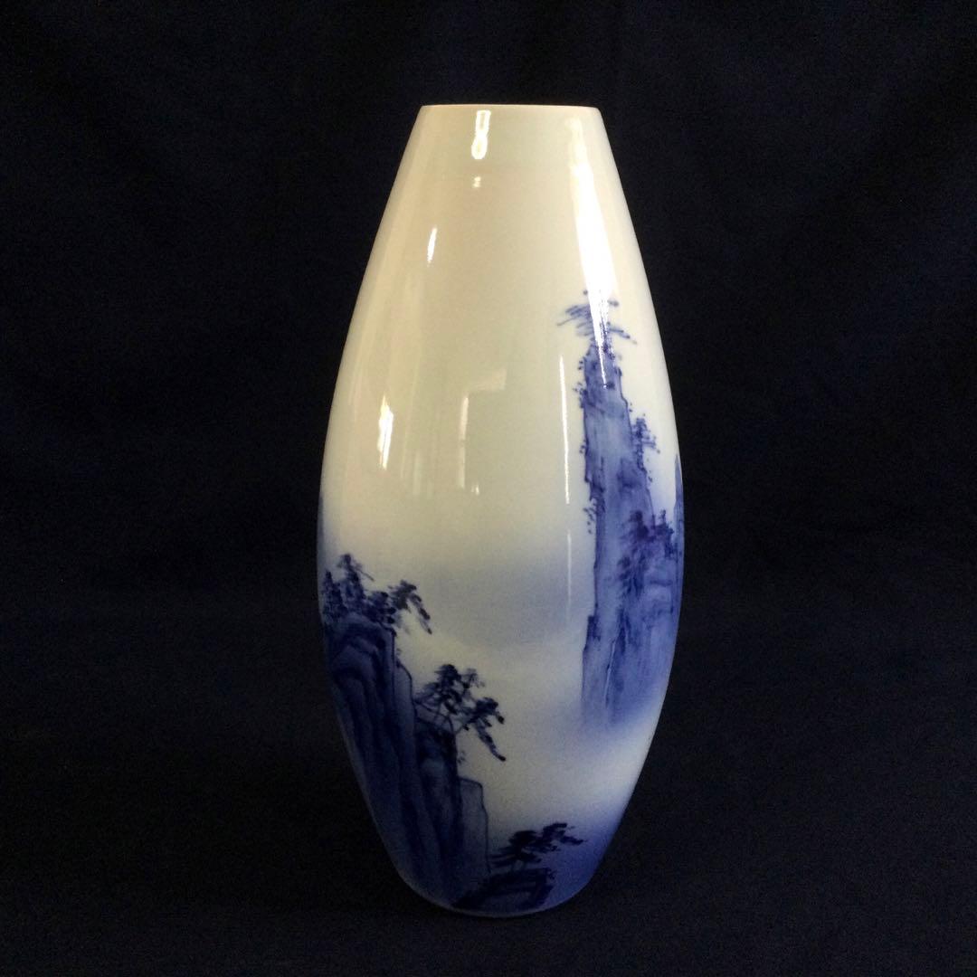 染付水絵花瓶 K856染付山水花瓶 南光窯L104青絵染付山水絵 飾り壷B773