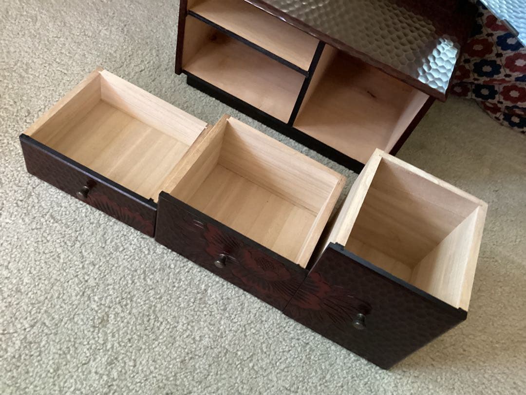 ❤️セール❤️ 鎌倉彫・鏡台・三面鏡・牡丹花・昭和レトロ