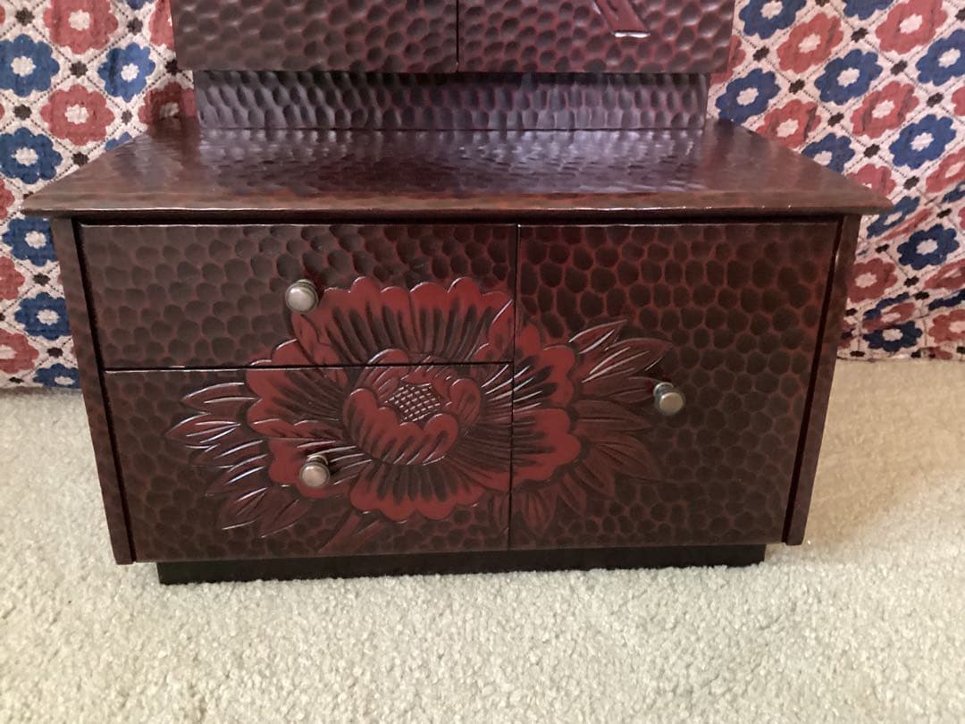 ❤️セール❤️ 鎌倉彫・鏡台・三面鏡・牡丹花・昭和レトロ