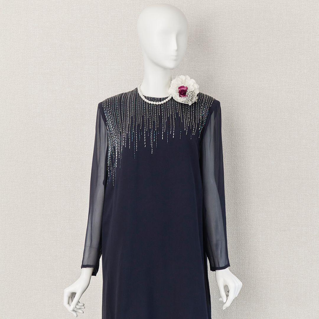 ◎当日発送可能【美品】ハナエモリ　11号相当　ネイビー　セレモニードレス　ロング