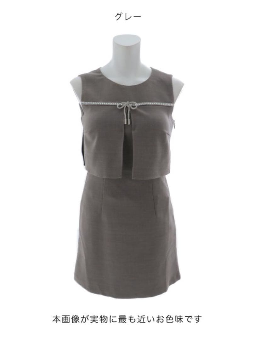 ✴︎JEWELS✴︎ 新品未使用　ビジューリボンセットアップ風タイトミニドレス