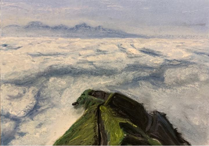 【パステル原画 A5 2枚セット】天空の道（熊本地震前後の阿蘇）