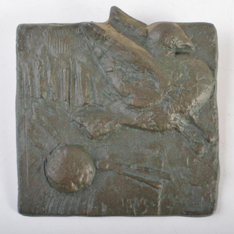 銅板レリーフ　柳原義達作　飛ぶ　裸婦画　RYUJI.M刻印　2点　N　6548