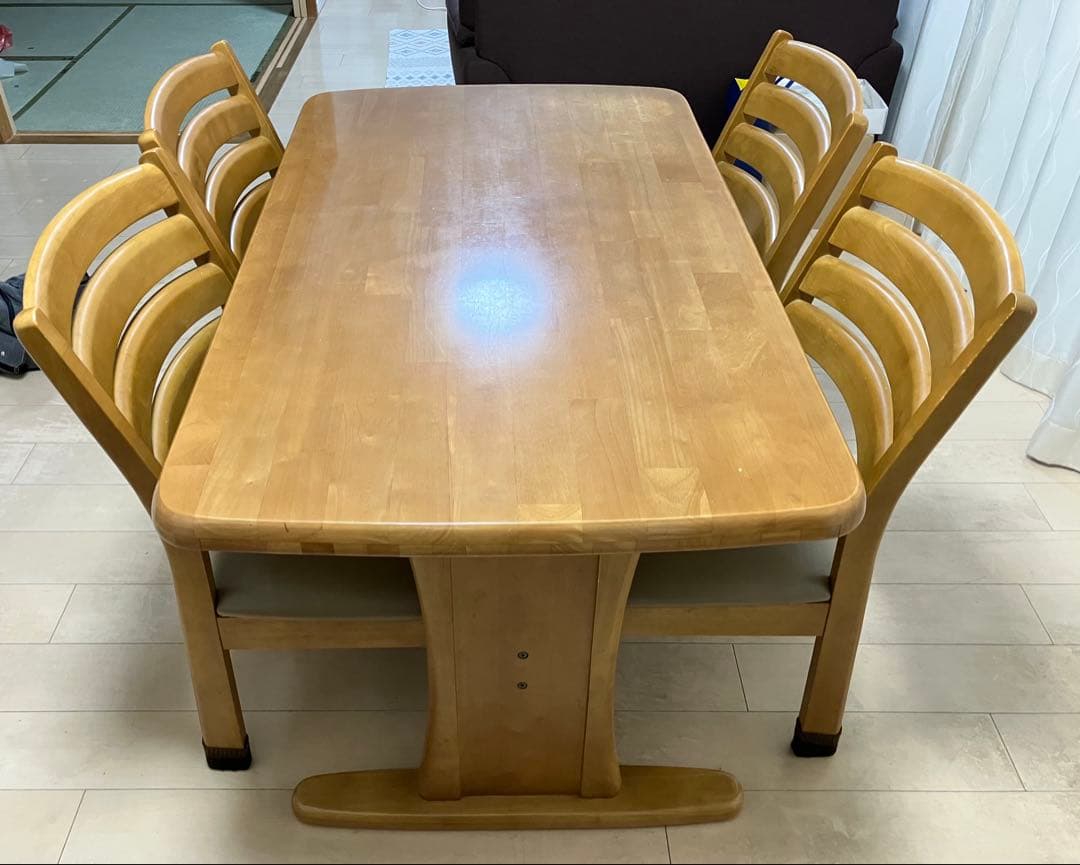 木製ダイニングテーブルセット 椅子4脚付き　直接引取