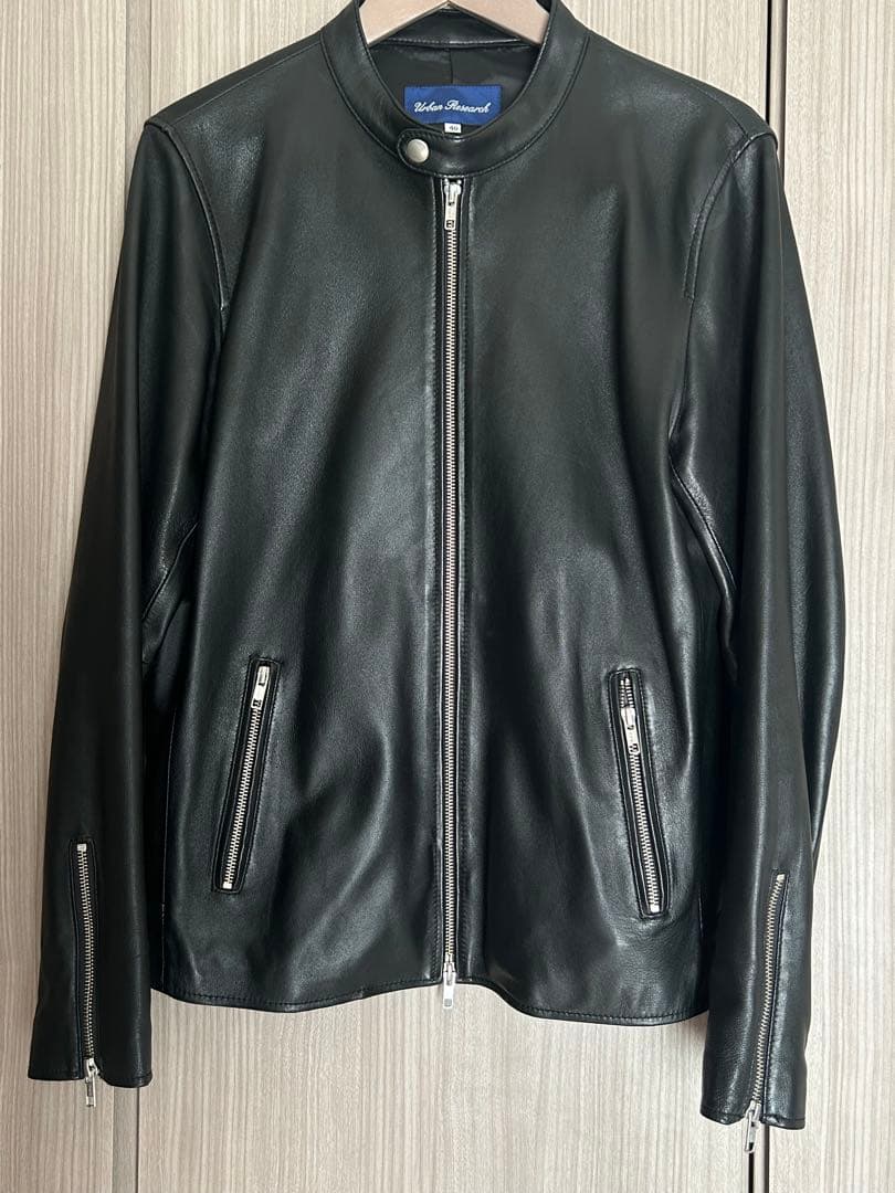 URBAN RESEARCH レザー シングルライダースジャケット ブラック40