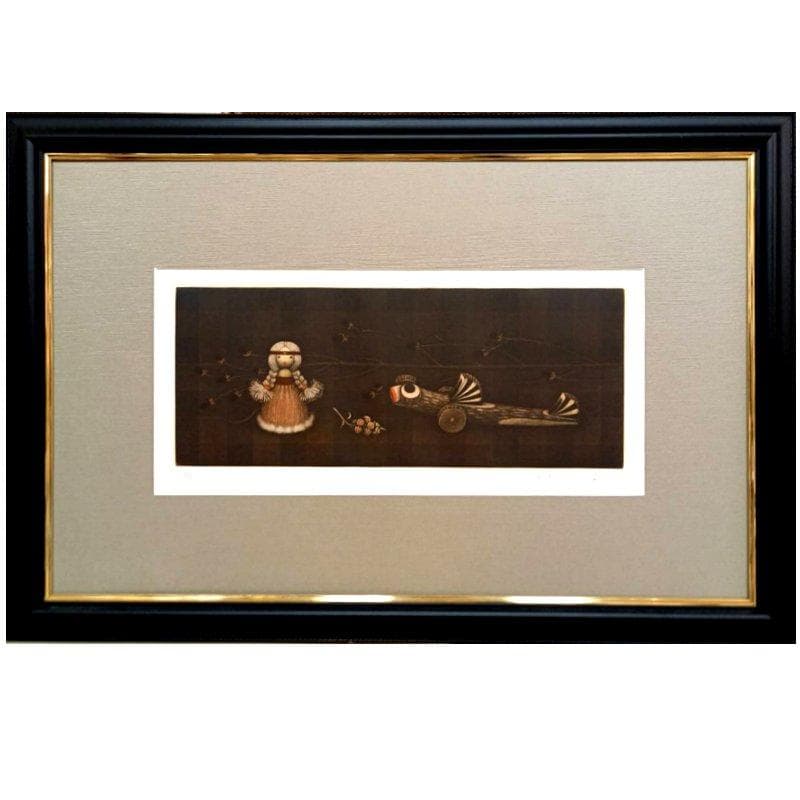 ☆ 清水 敦 ☆「 むつごろう車 」　銅版画　特寸