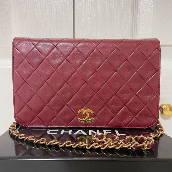CHANEL シャネル マトラッセ チェーンショルダー ボルドー ゴールド金具