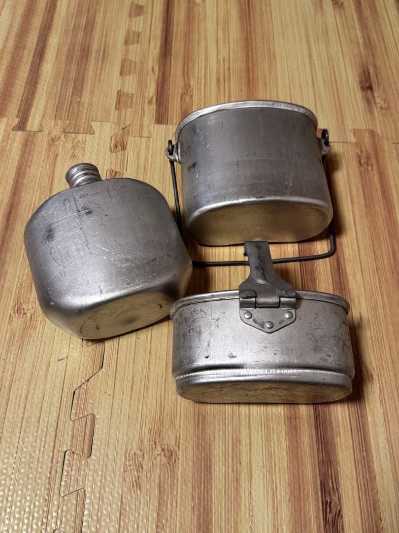 旧ソ連軍、空挺部隊用水筒＆メスキットセット、カバー付き実物、未使用品