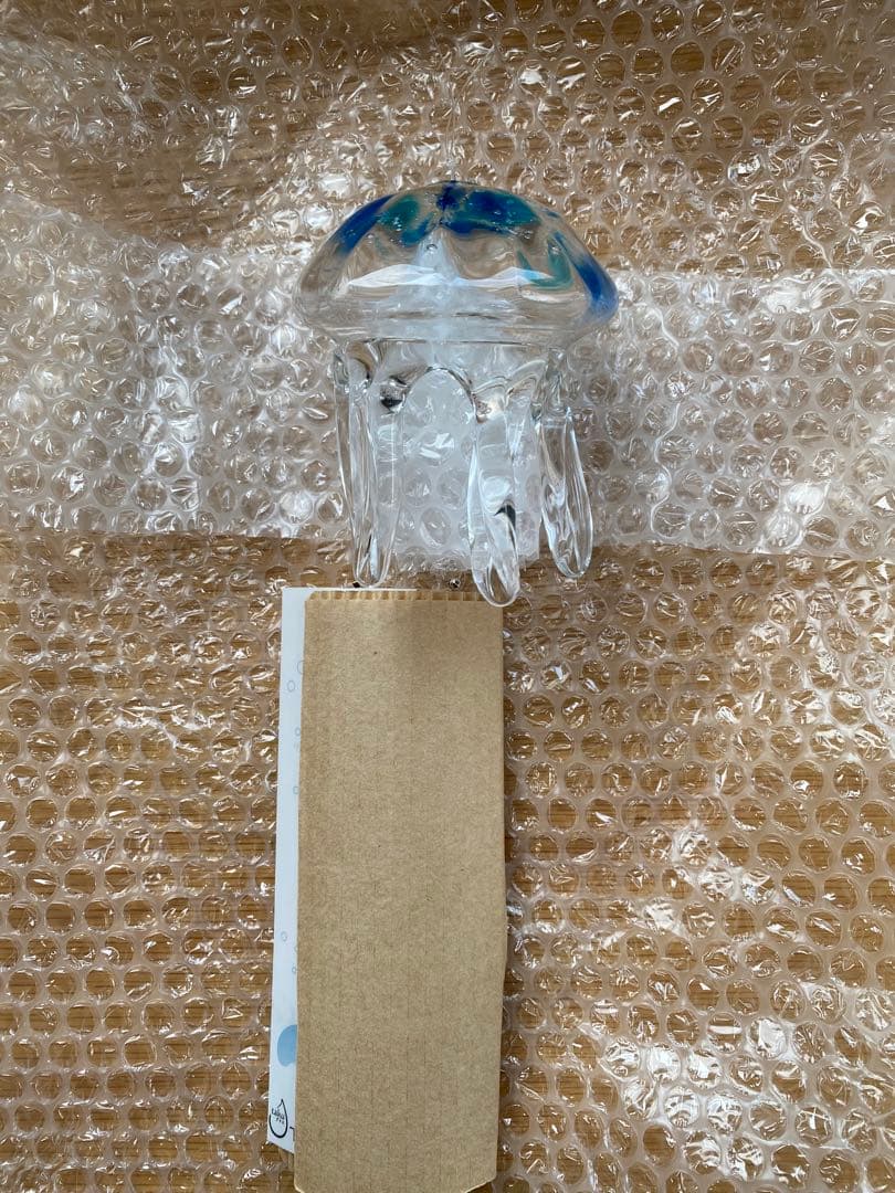 新品　くらげ風鈴　クリアブルー　ガラス細工 タクグラス クラゲ風鈴