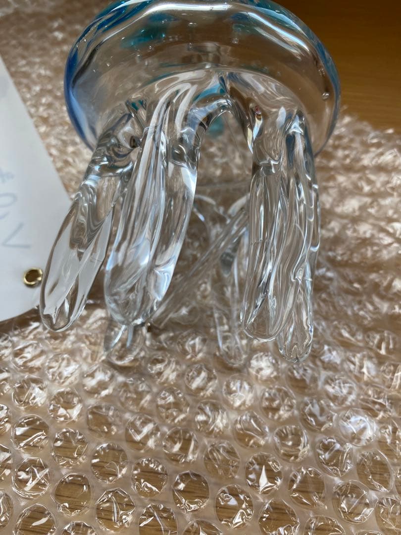 新品　くらげ風鈴　クリアブルー　ガラス細工 タクグラス クラゲ風鈴
