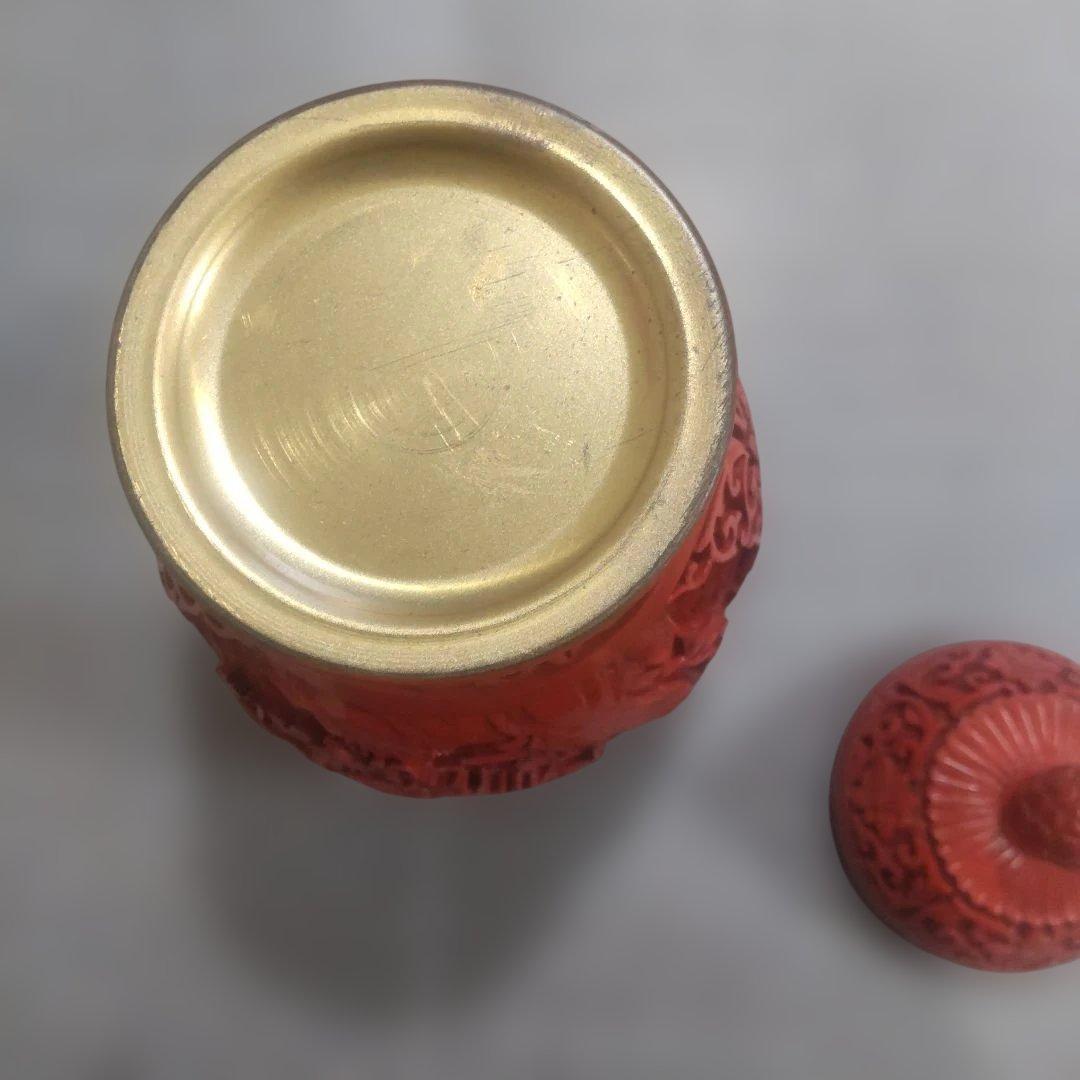 堆朱 中国美術工芸品 伝統美術 茶壺 蓋物