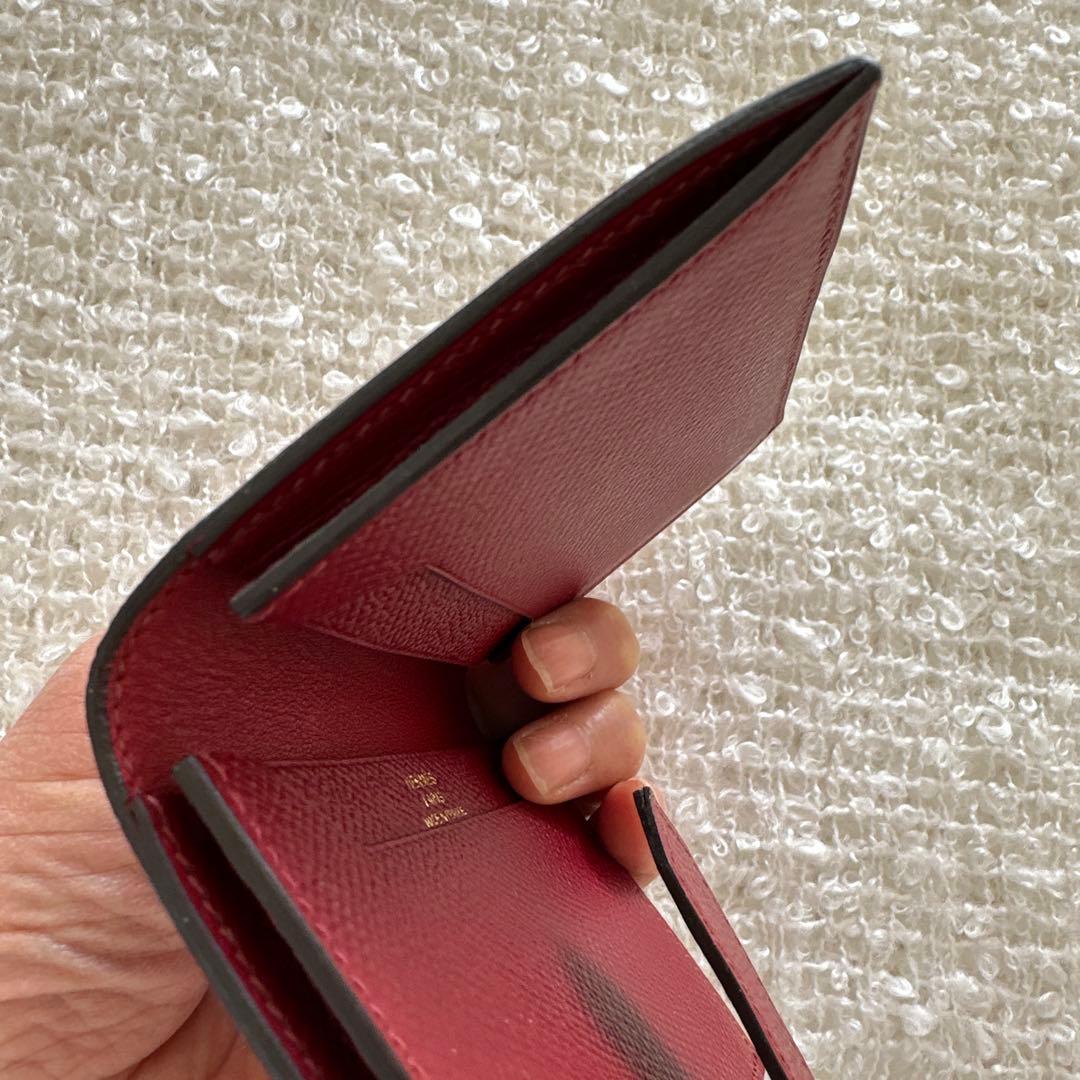 バーガンディ レザー カードケース