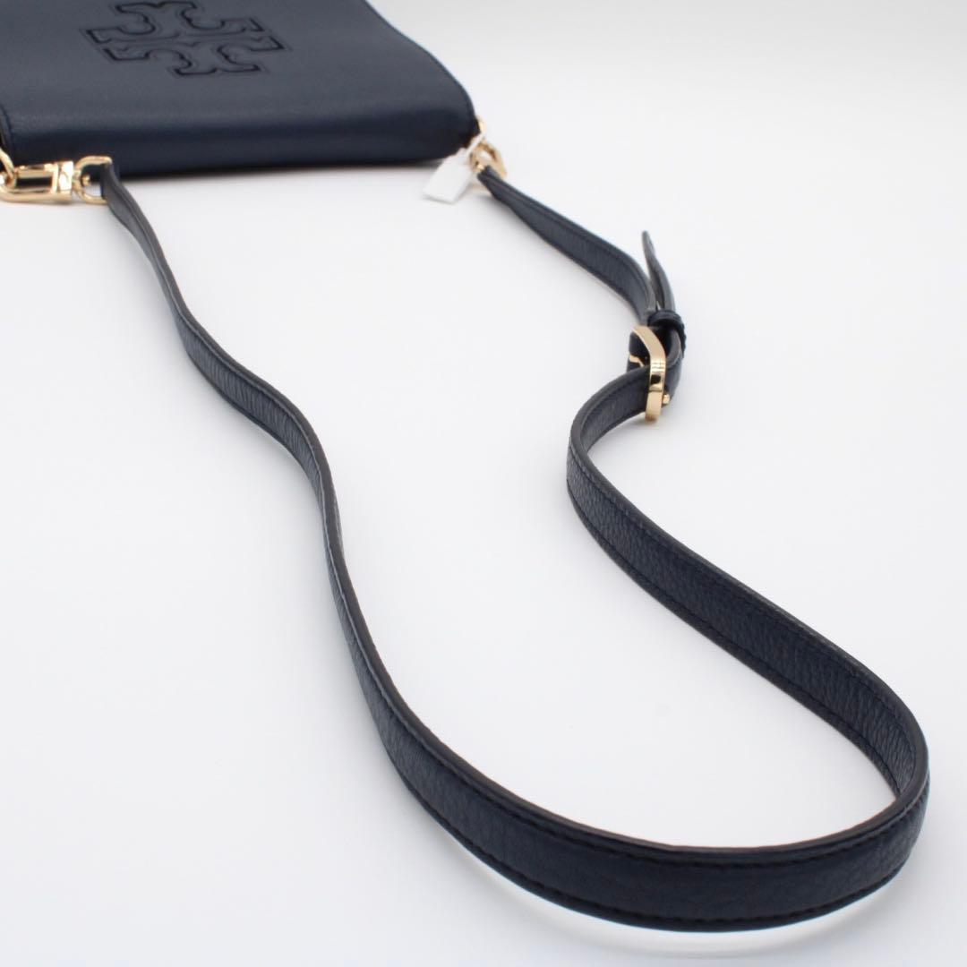 【美品】TORY BURCH レザー ショルダーバッグ クロスボディ ネイビー