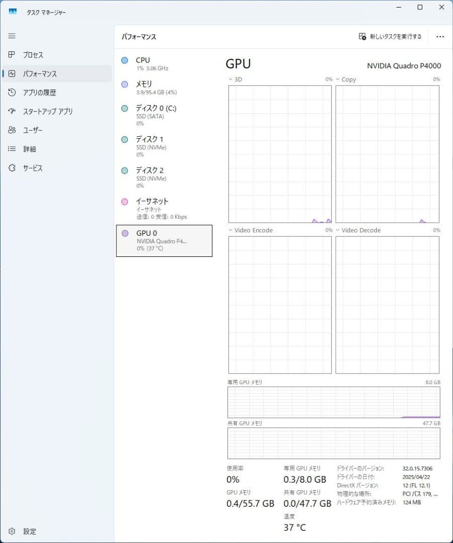 J*5様 NVIDIA QUADRO P4000 グラフィックボード