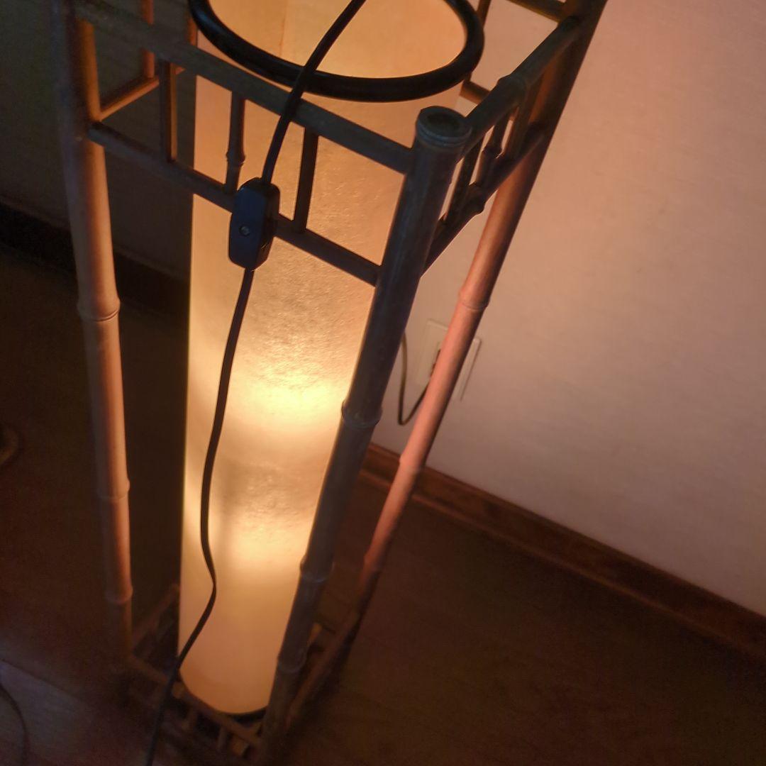 レトロ　照明　竹製円筒形ランプシェード