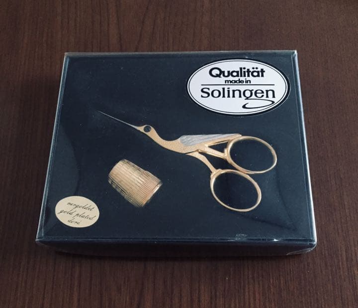 【未使用】ゾーリンゲン ハサミ 指ぬき セット コウノトリ 手芸鋏 刺繍