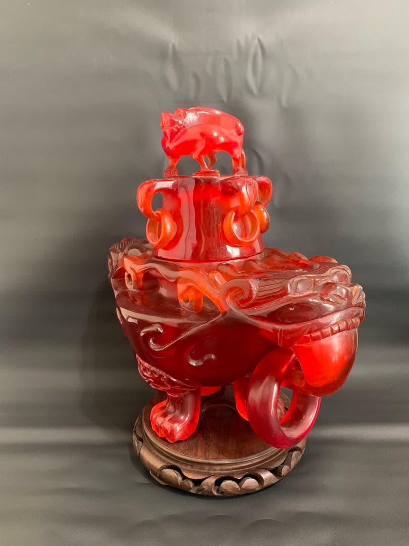 中国製　大香炉　琥珀調　骨董　古玩