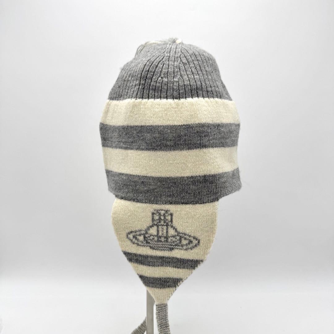 極美品 ヴィヴィアンウエストウッド ストライプ ニット帽 耳あて付き 正規品