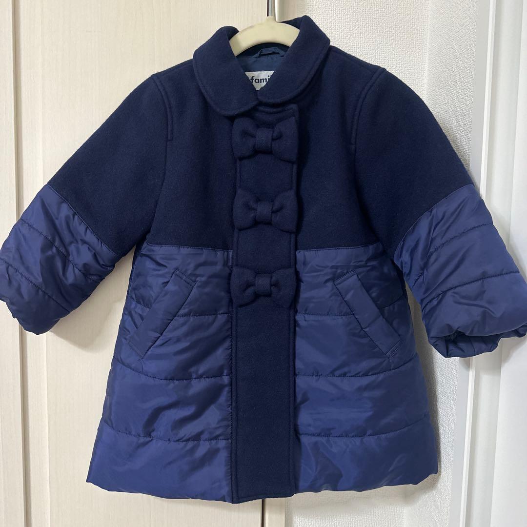 【新品】familiarファミリア　リボンダウンフォーマルコートファミちゃん90