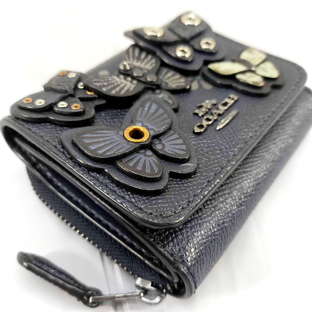 美品 コーチ 3つ折り財布 コンパクトウォレット COACH 蝶 バタフライ