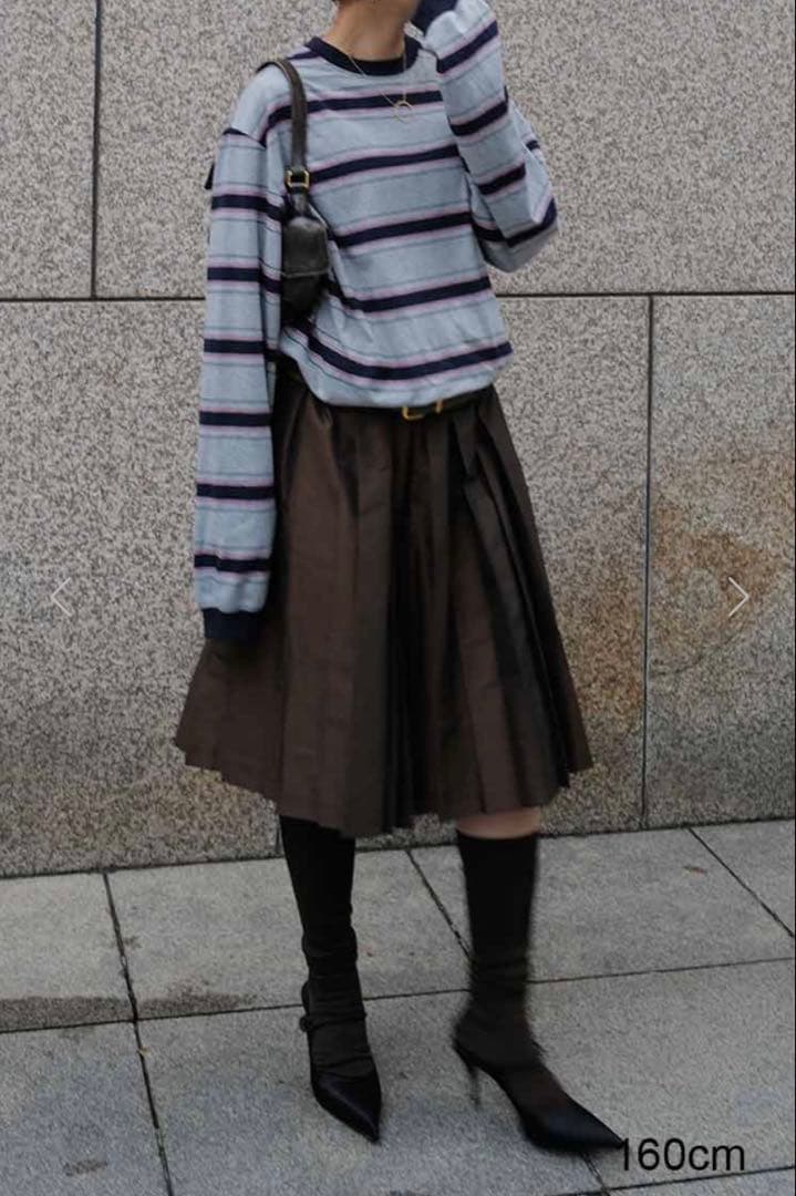 新作 タフタプリーツスカート（ブラウン） machatt