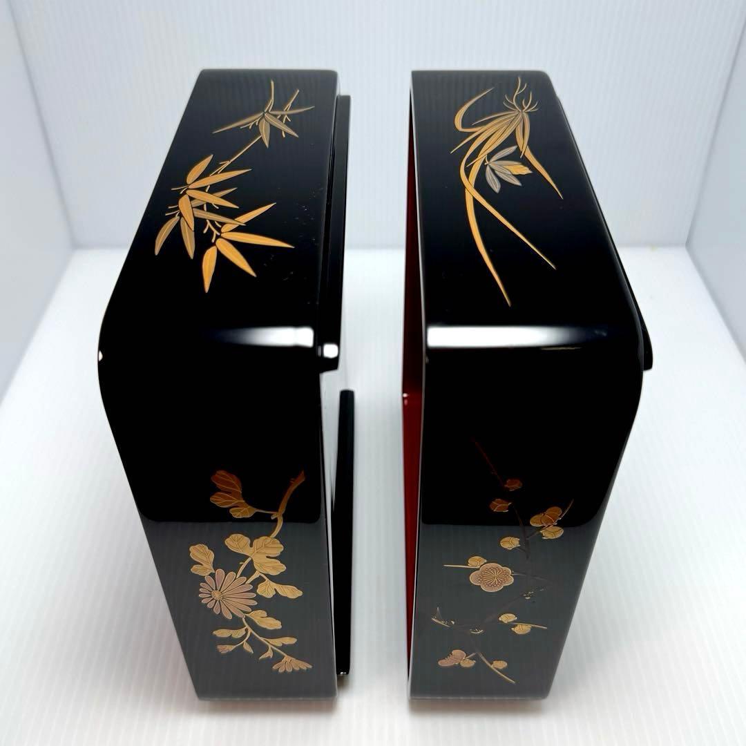 新品 輪島塗 重箱 四段重 二段重 おせち 共箱 漆器 漆 輪島漆器 和柄 花柄