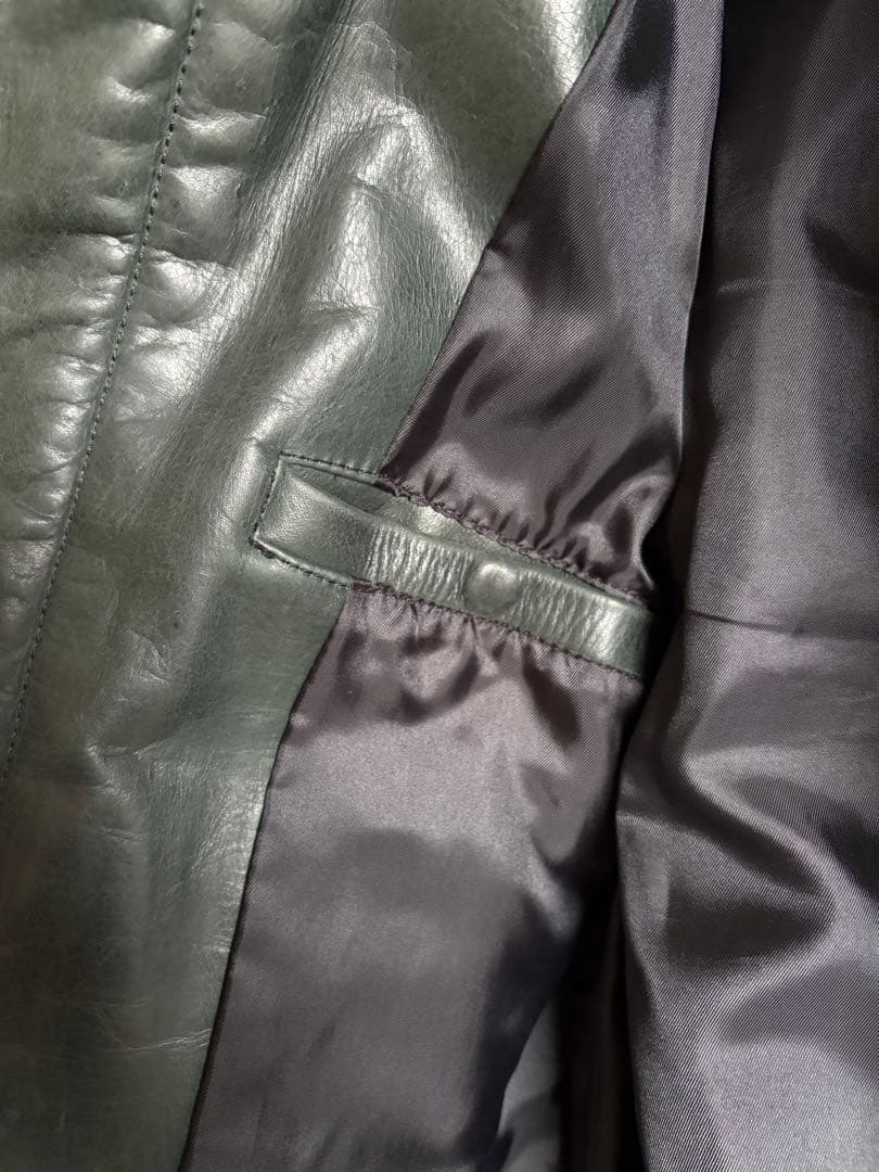 希少カラー 291295=HOMME カウハイド シングルライダース グリーン