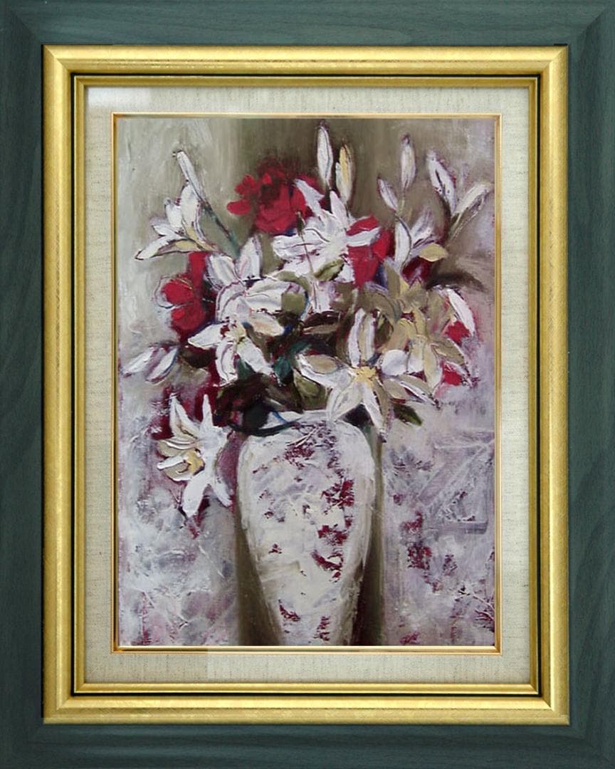 油絵 菅家令子 絵 絵画 インテリア uF6-112402 花 ゆり