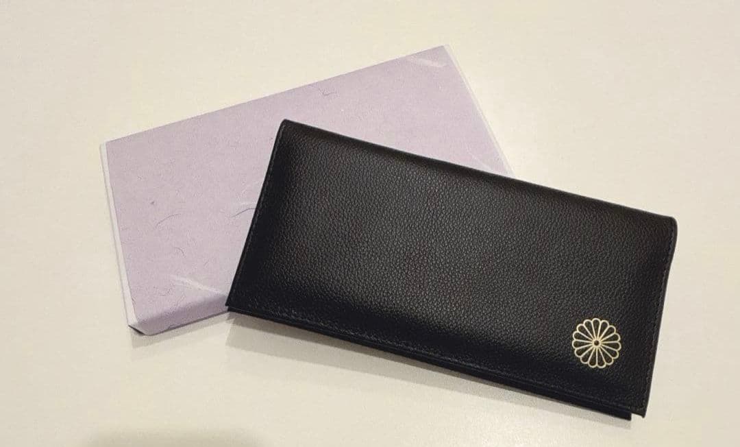 皇居限定 長財布 金 売店 本革 ブラック 折り財布