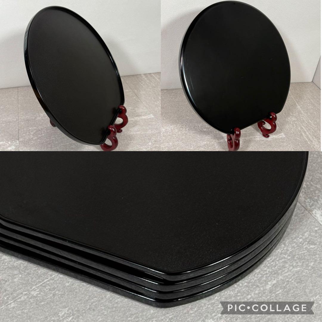 輪島屋本店謹製 輪島塗 卓上膳 五客 天然木 本漆 地の粉下地 半月膳