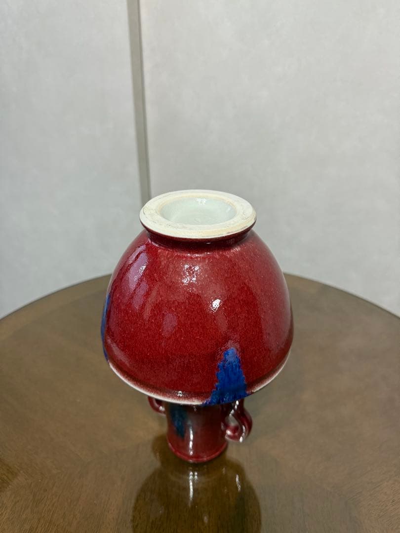 フラワーベース 陶器 ブラウン えんじ ミッドセンチュリー風 壺