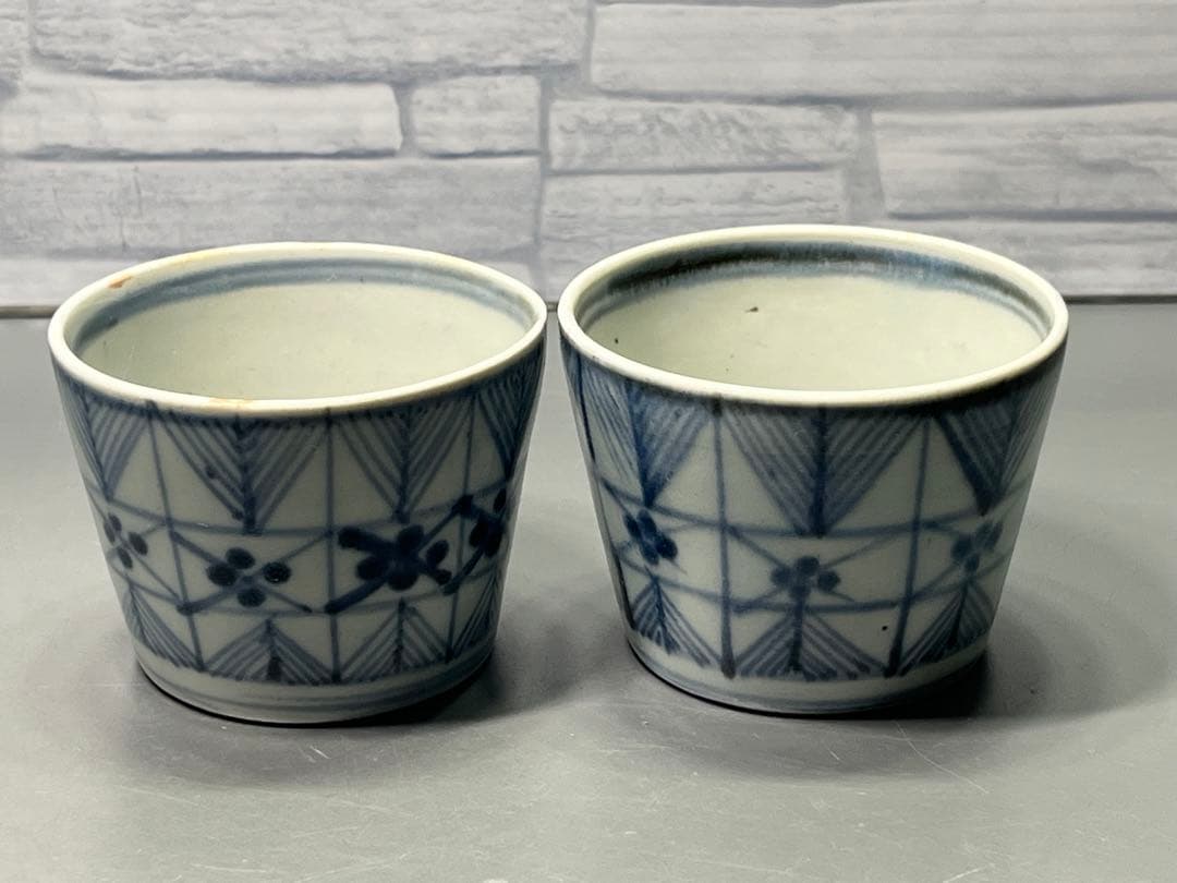 江戸後期　染付　そば猪口　5客　民芸