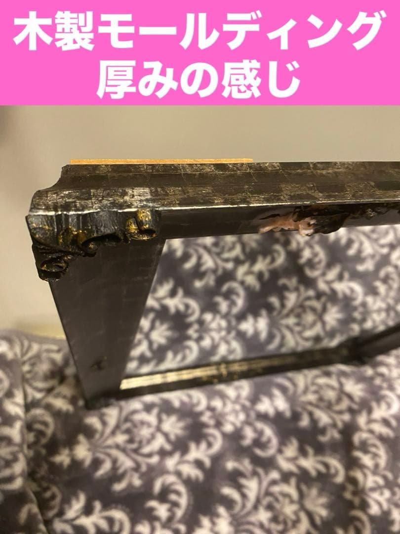 １点物♦️高級モザイクミラーベース♦️ゴシック 堕天使♦️ブラック＆金♦️アシンメトリー