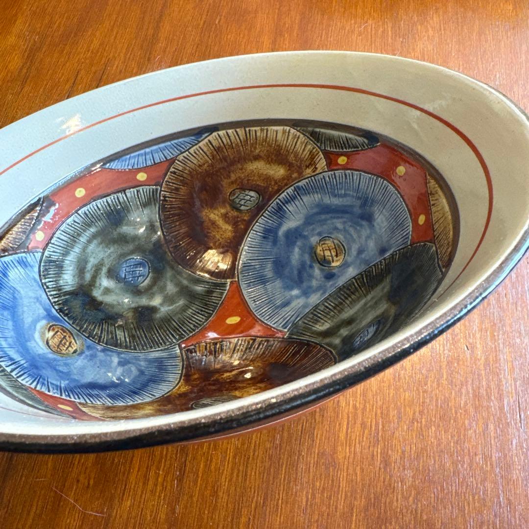壺屋焼.小橋川太郎.赤絵の深鉢.新品未使用