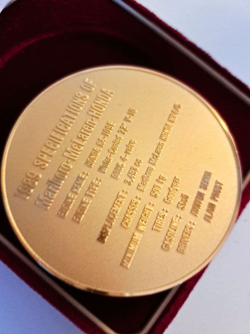 1989年　ウィリアムホンダコンストラクターチャンピオン記念メダル