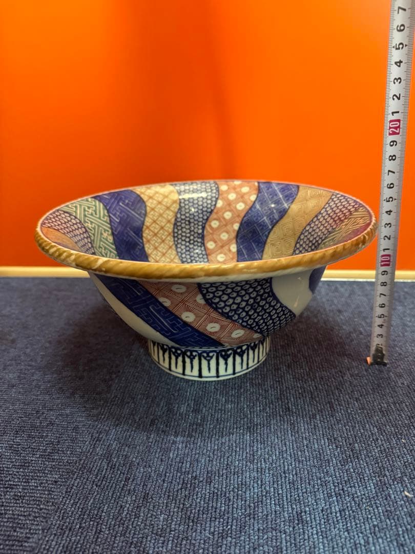 1849  古伊万里 染付 色絵 菓子鉢　萬暦年製銘　時代物