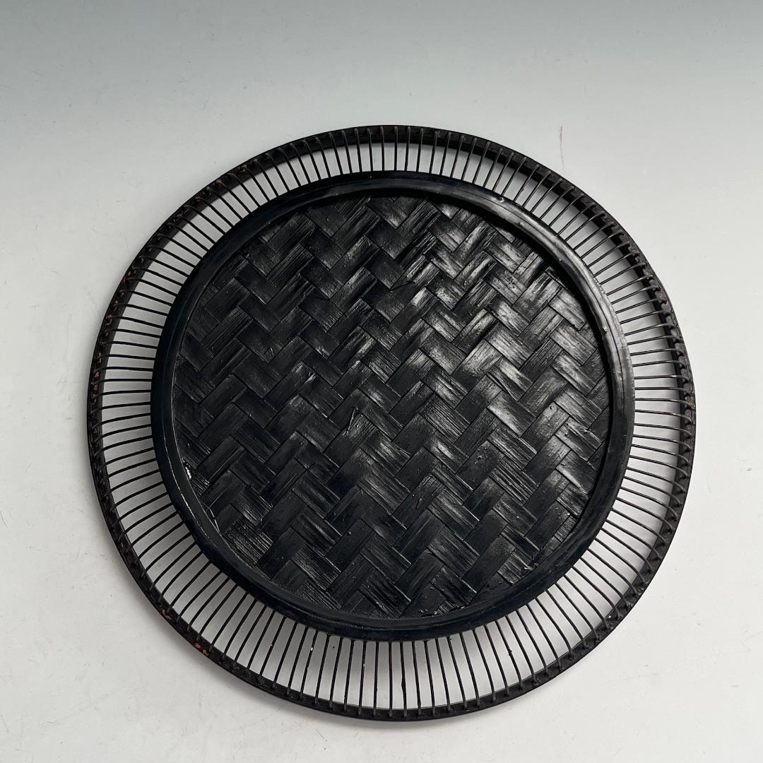 希少 蝶 駿河竹千筋細工 菓子器 明治時代 0.6㍉極小ひご竹細工家蒐集S62