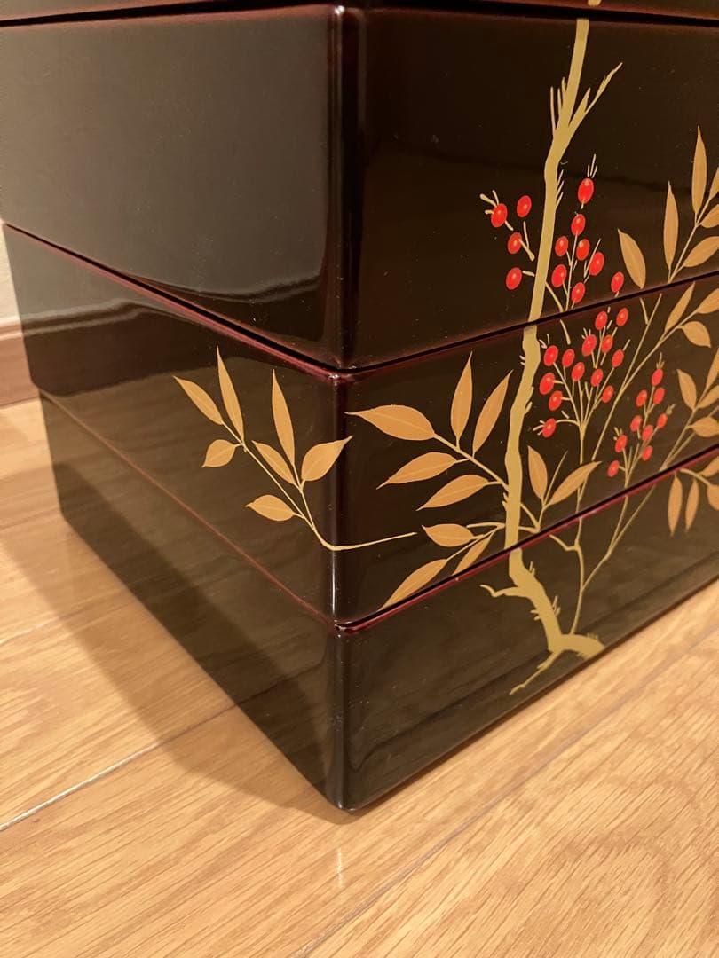 重箱　今津塗　南天　6.5寸