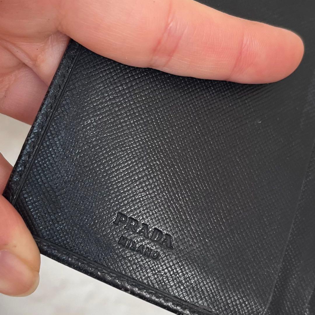 PRADA プラダ サフィアーノ レザー がま口 ミニ財布 三つ折り財布 黒
