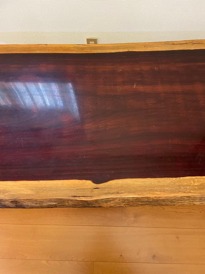 自然木のダークブラウン座卓　一枚板