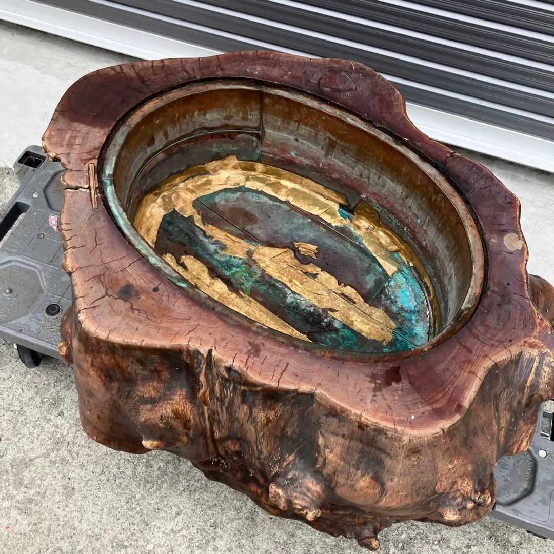 昭和レトロ 古家具 天然木製 長火鉢 大型火鉢 囲炉裏 古民家 古道具ビンテージ