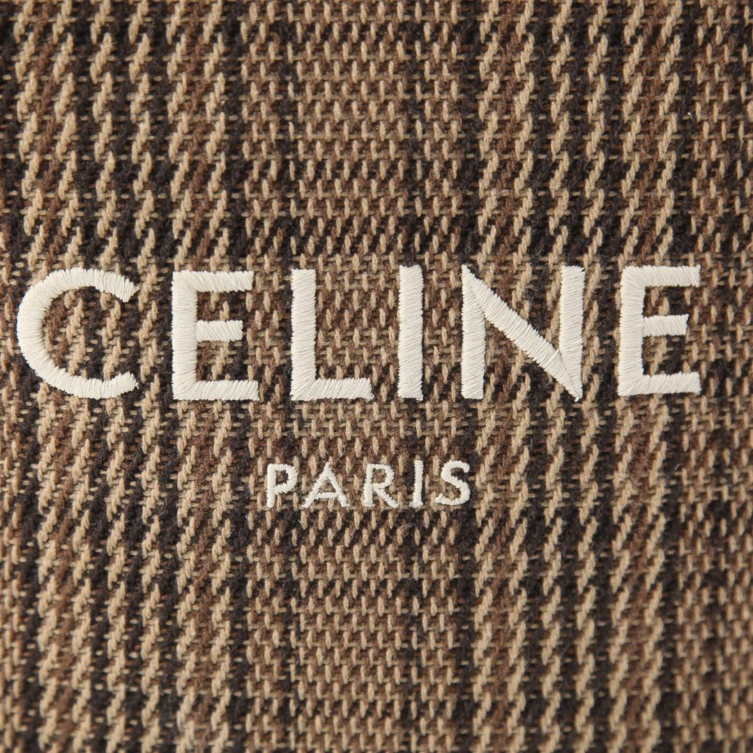 極美品 CELINE スモール バーティカル カバ / チェック ツイード ロゴ