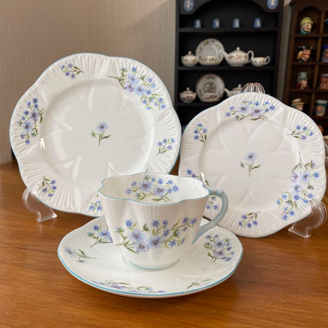 シェリー　ブルーロック　カップ　ソーサー　プレート2枚　カルテット