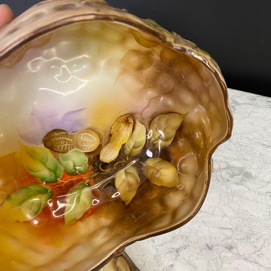 オールドノリタケ　ハンドペイント　ナッツディッシュ　ピーナッツ　フィギュリン