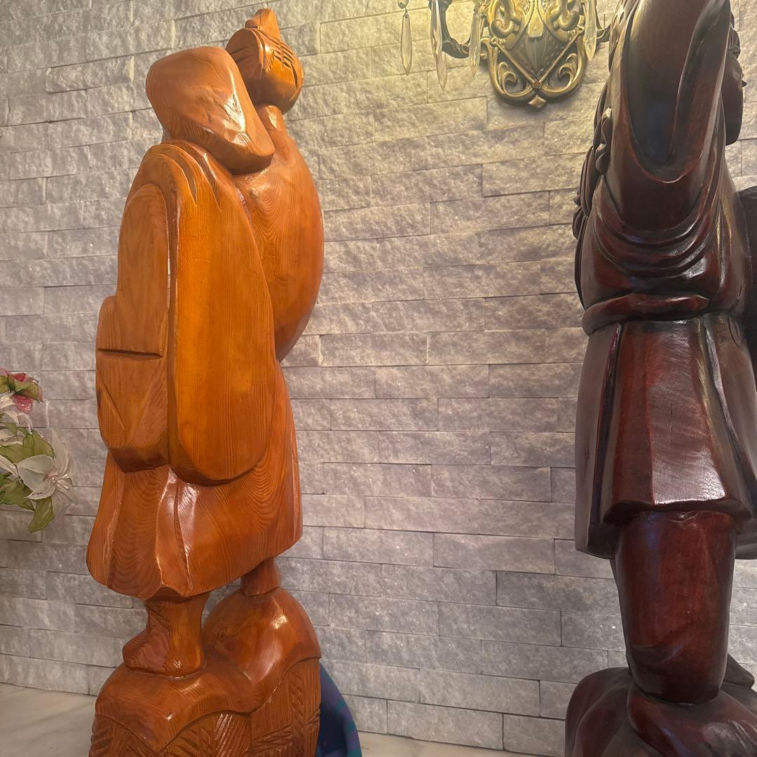 木彫り　大国天様　恵比寿様