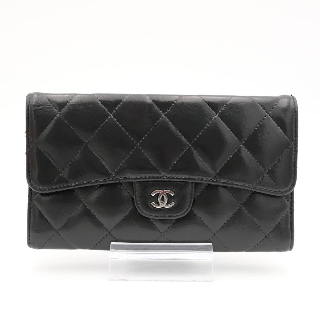 CHANEL シャネル マトラッセ ラムスキン ココマーク 三つ折り長財布