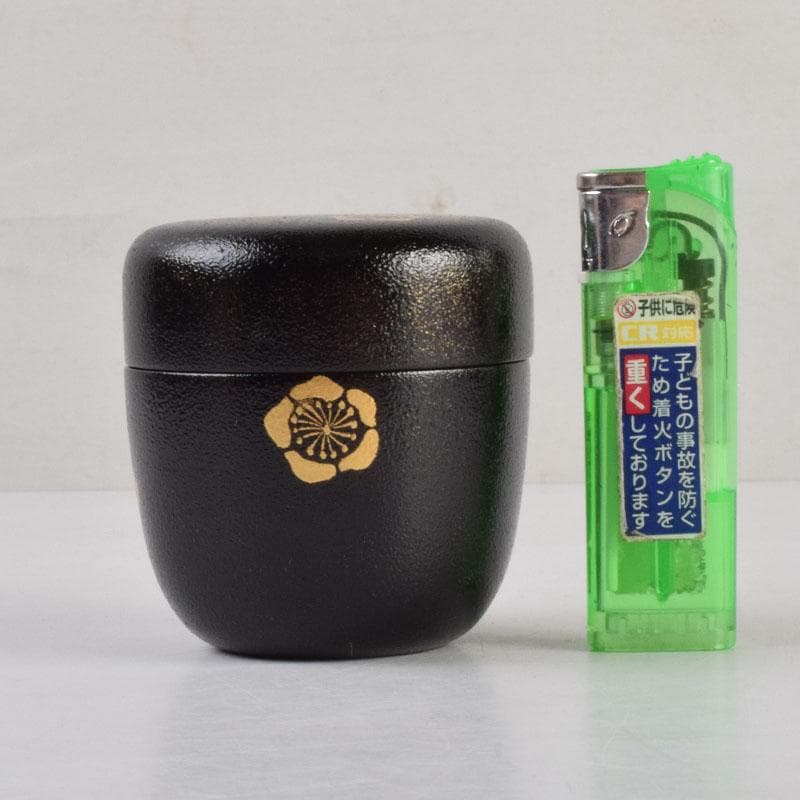 茶道具　山中塗　坂田峰俊作　たたき塗　こぼれ梅　中棗　共箱　V　8865