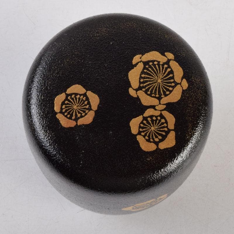 茶道具　山中塗　坂田峰俊作　たたき塗　こぼれ梅　中棗　共箱　V　8865