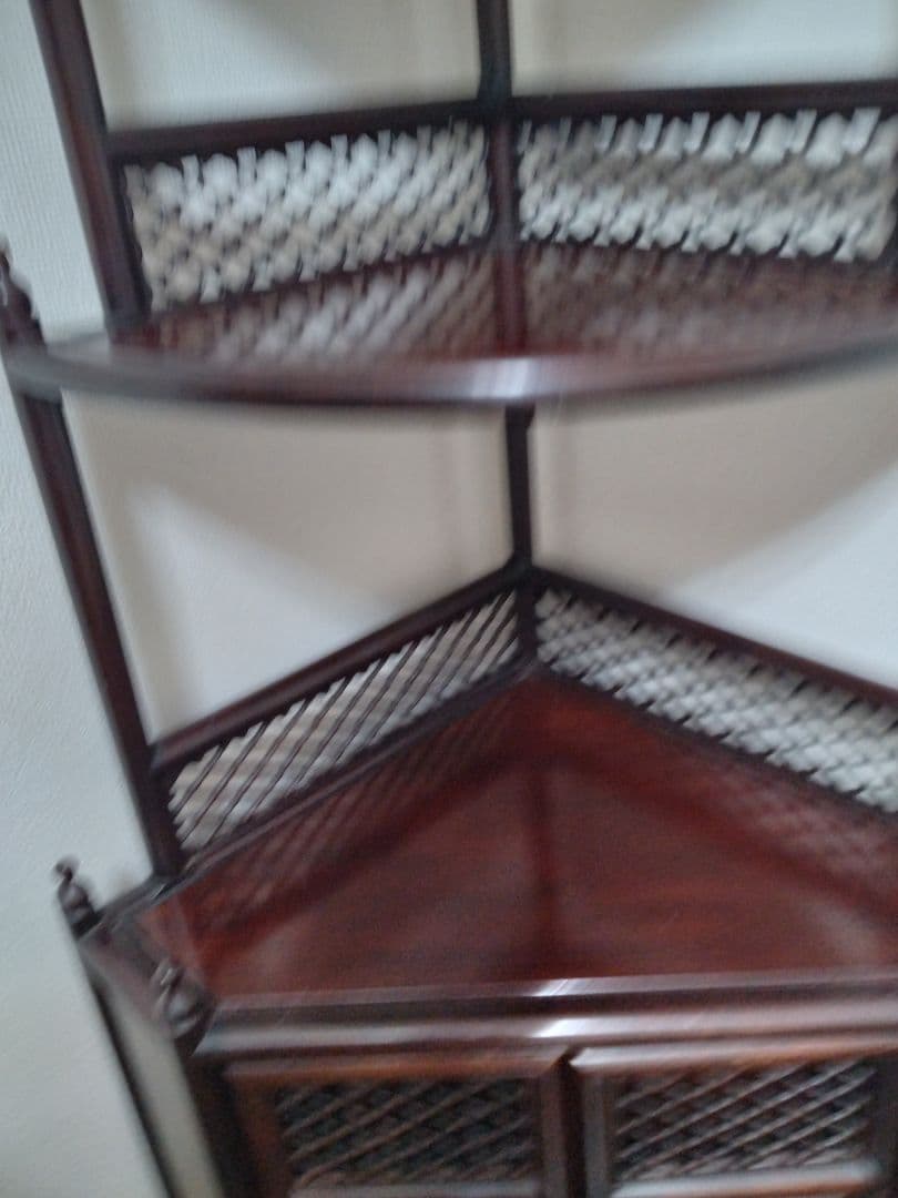 木製コーナーシェルフ 3段 ダークブラウン