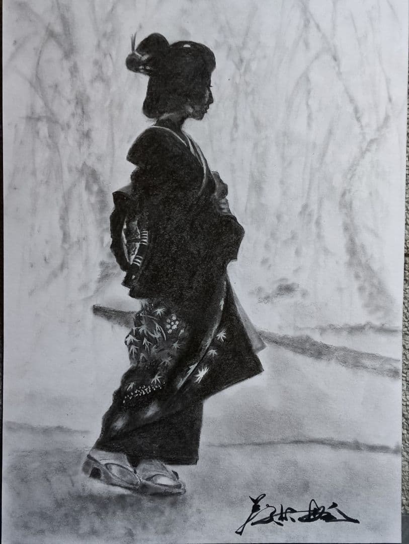 枝垂れと舞妓さん八つ切り